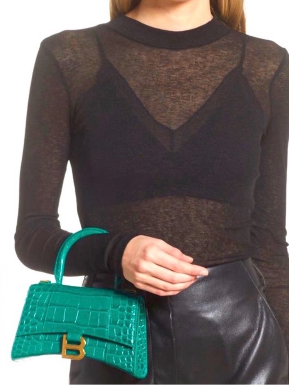 NEW-RARE🔥BALENCIAGA XS Hourglass Leather Top Handle Bag🔥